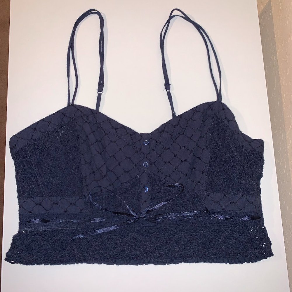 American Eagle Blue Lace Bustier Crop Top Size M